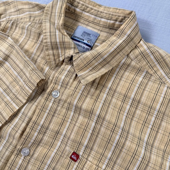 Quiksilver Other - Vtg Y2k Quiksilver Men Med Butter Yellow Plaid S/S Button Up Shirt 2000s Skater